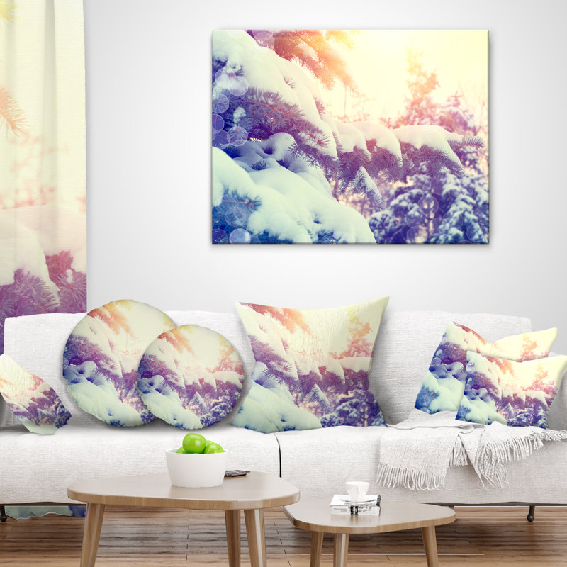 Coussin Winter Pine Trees, 16 po x 16 po, Coussin décoratif