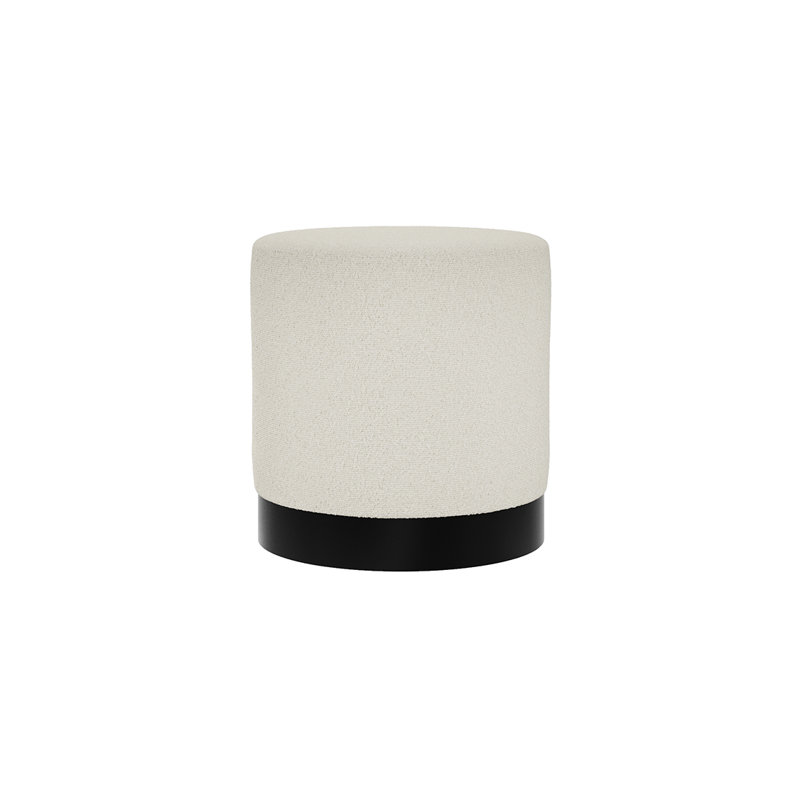 Montgomeryville 41cm Wide Round Solid Colour Pouffe, White, Black