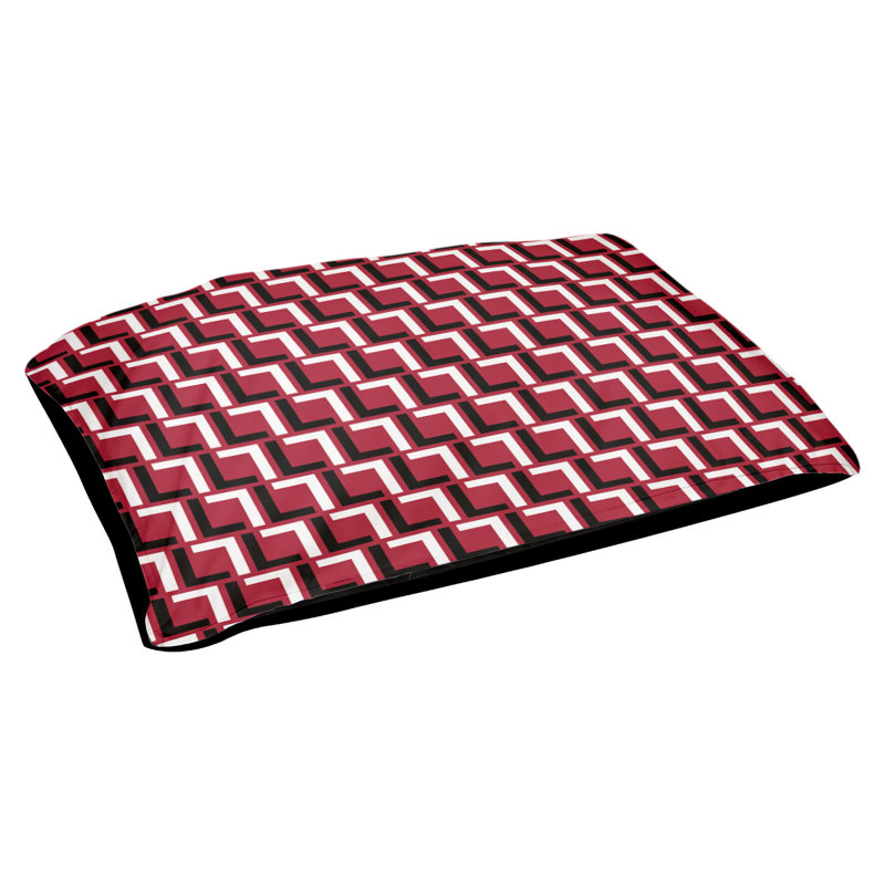 Coussin d'extérieur pour chien Tuileries, Très grand (l 40 po x P 50 po x H 6 po), Rouge / Noir / Blanc