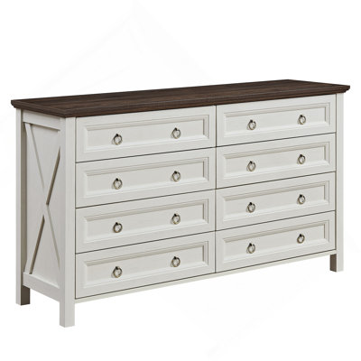 Commode horizontale en bois manufacturé à 8 tiroirs