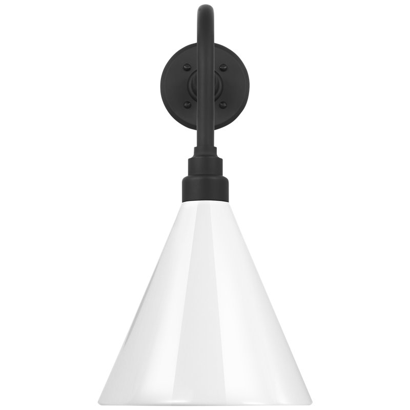 Thomas O'Brien, "Academy 20" Rex Barn Light in Matte Black with 12.5" Soft Copper Conical Savannah Shade, White