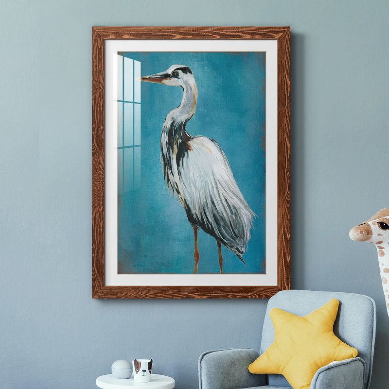 Great Blue Heron II - peinture encadrée, H 31 po x l 44 po x P 1 po, Cadre en érable