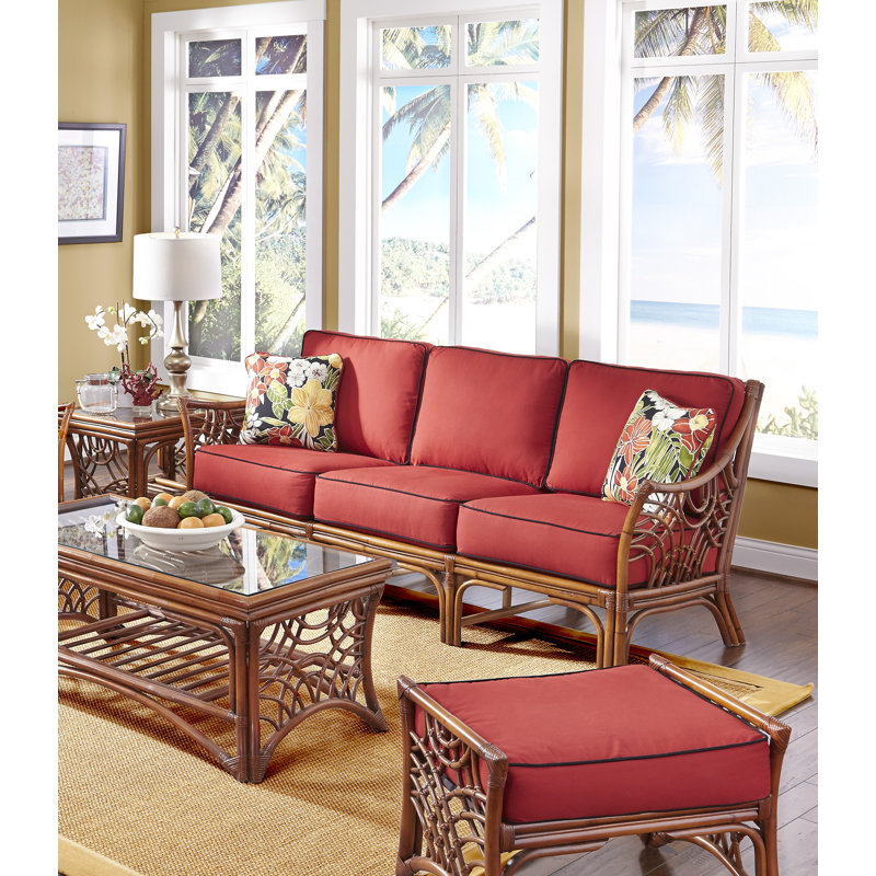 Mannion Upholstered 79'' Sofa, Corinthian Red Midnite, Brown