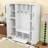 Farmhouse Hall Tree with Bench, Cabinets, 5 Hooks and Adjustable Shelves-129691267