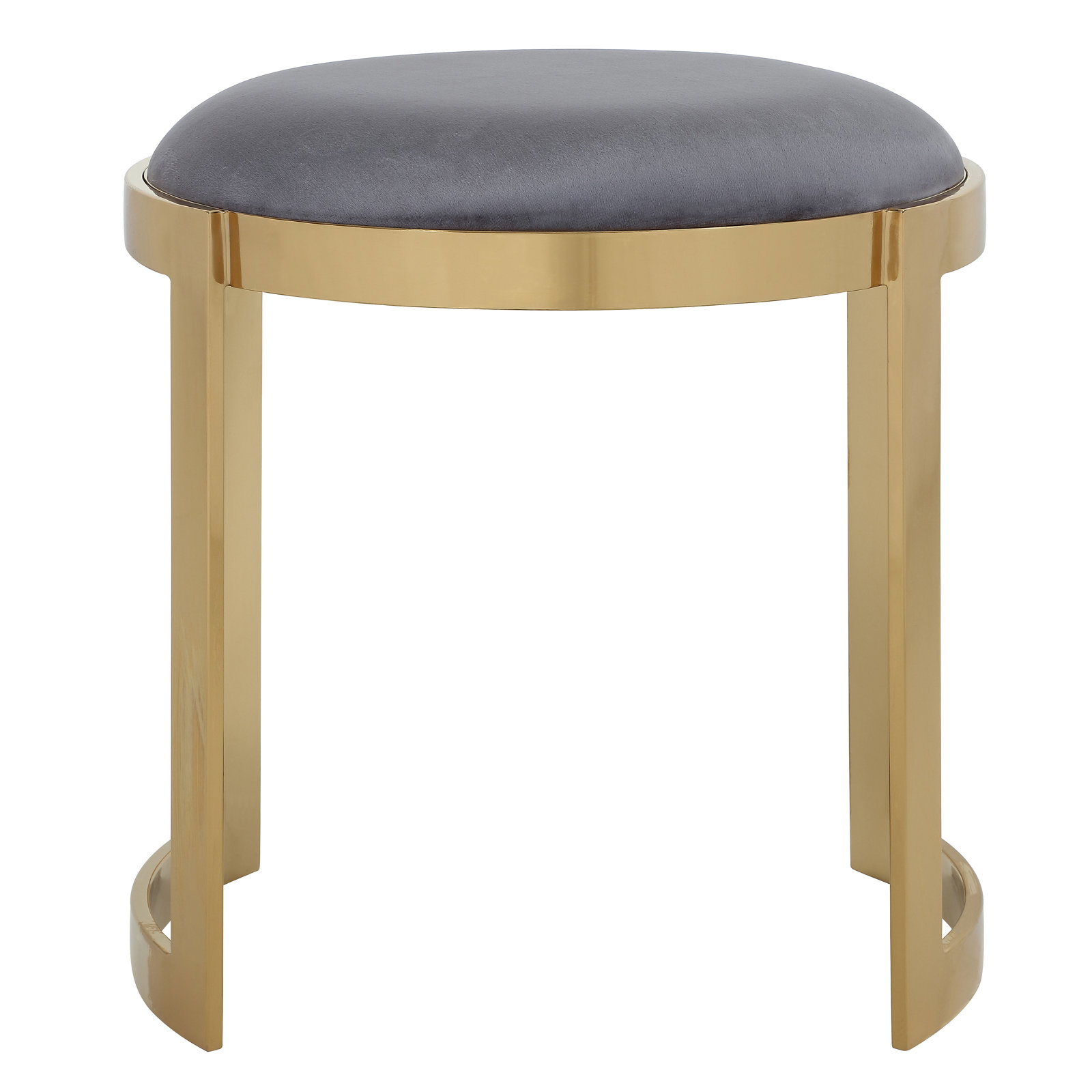 Nouri Velvet Vanity Stool, Gold, Gray