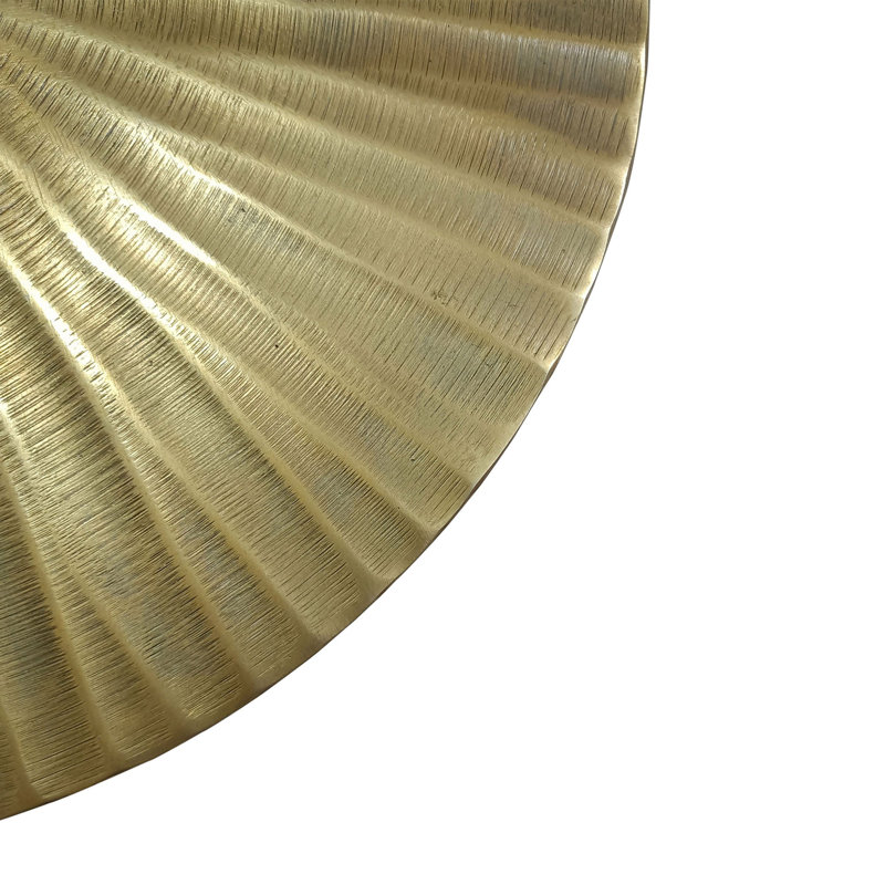 Large Antique Brass Sunburst Textured Metal Wall Clock