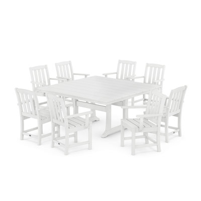 Cape Cod 9-Piece Square Farmhouse Dining Set with Trestle Legs by Trex Outdoor