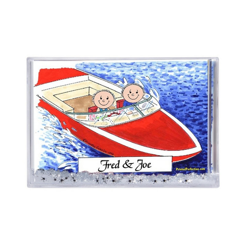 Bateau personnalisé - cadeau de cadre de boule à neige mâle et mâle, H 2,5 po x l 3,75 po x P 1 po, Oui