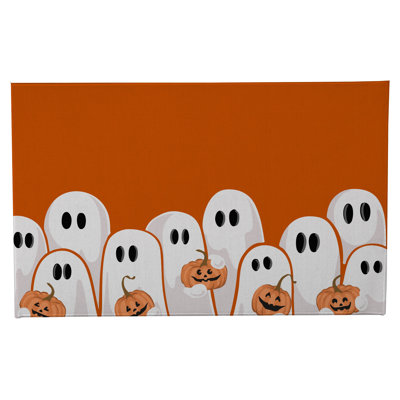 Ghosts & Pumpkins Bath Mat with Non-Skid Backing