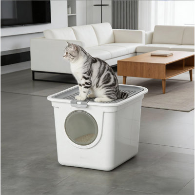 Bac à litière pour chat, bac à litière pour chat avec sortie supérieure