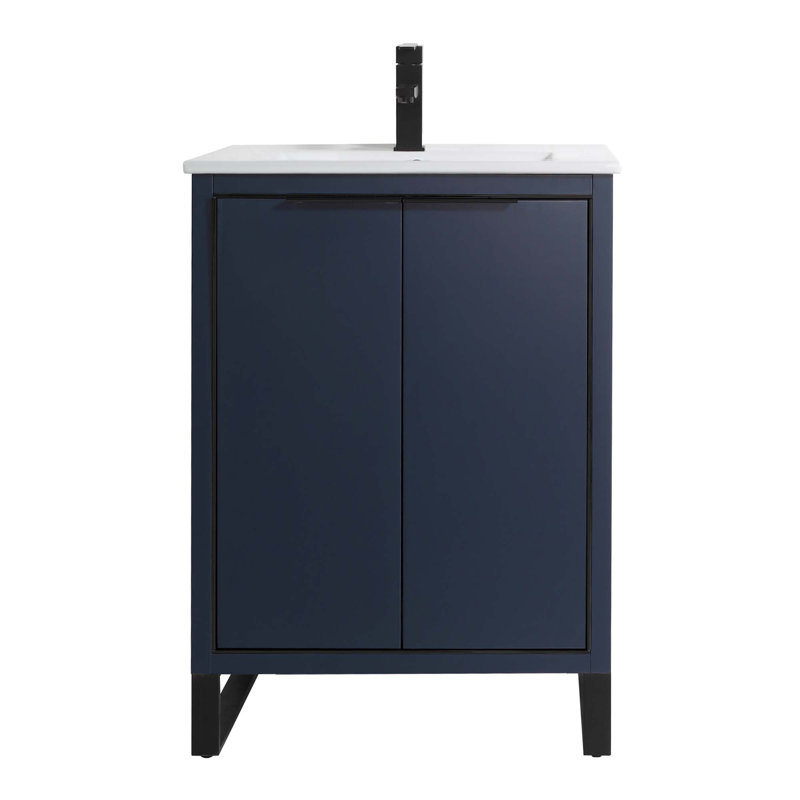 24'' Single Bathroom Vanity Set, Matte Black, Navy Blue