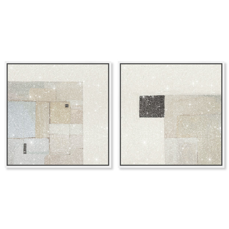 Soft Roughness Set Canvas Abstract Print by Oliver Gal, Black Frame, 12 x 12, 31"H x 31"W, White Floater Frame