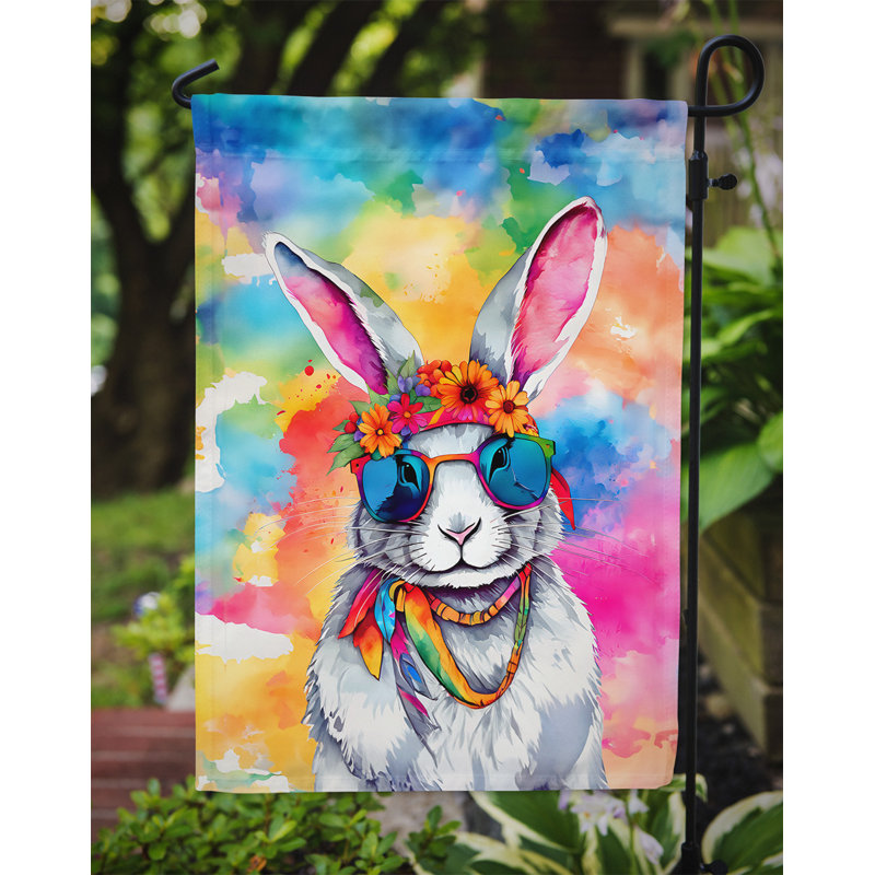 Drapeau de jardin de lapin hippie
