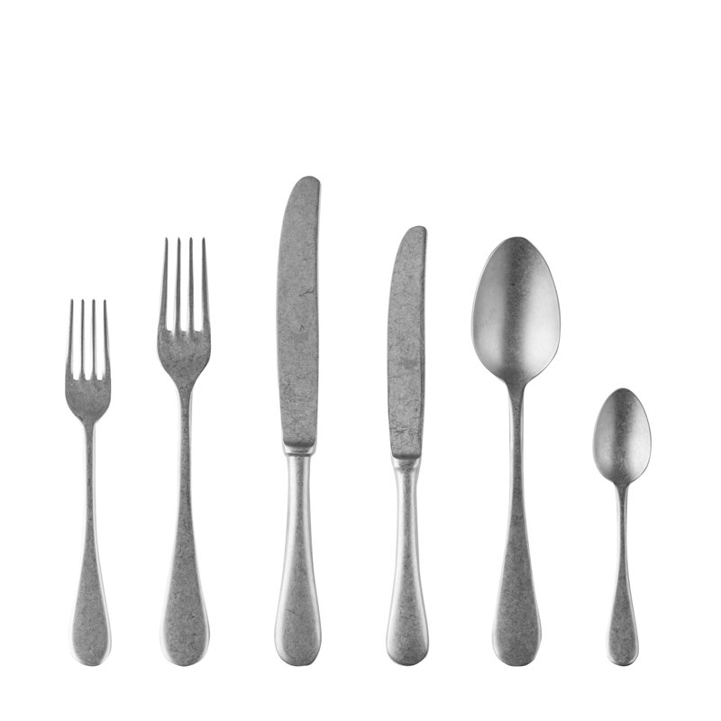 Vintage 36 - Piece Stainless Steel Flatware Set - Service for 6, Pewter