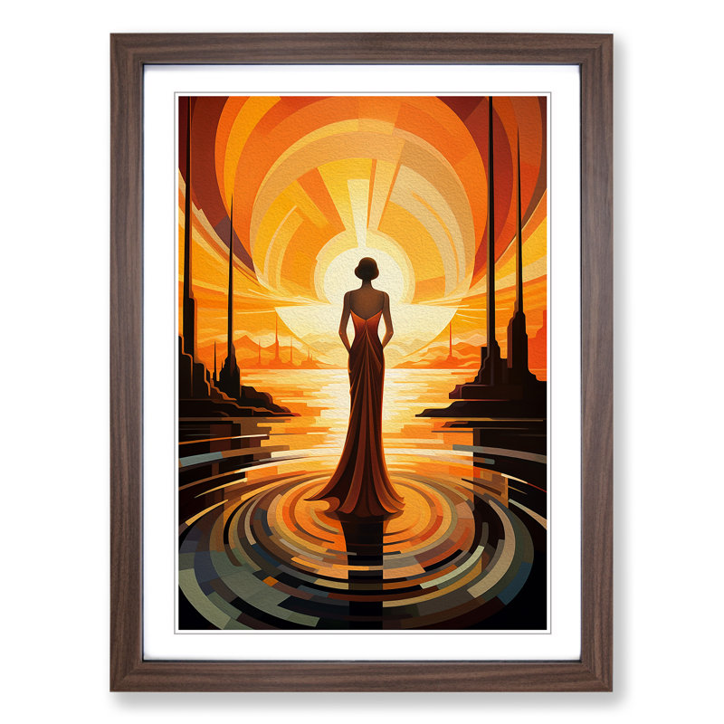 Single Picture Frame Print on Wood, Walnut Framed, 46cm H x 34cm W