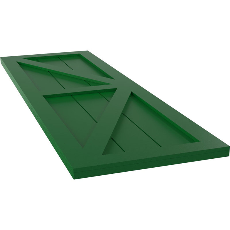 True Fit PVC deux panneaux de ferme à fixation fixe avec barre en Z, Vert Guignet, 15", 60"