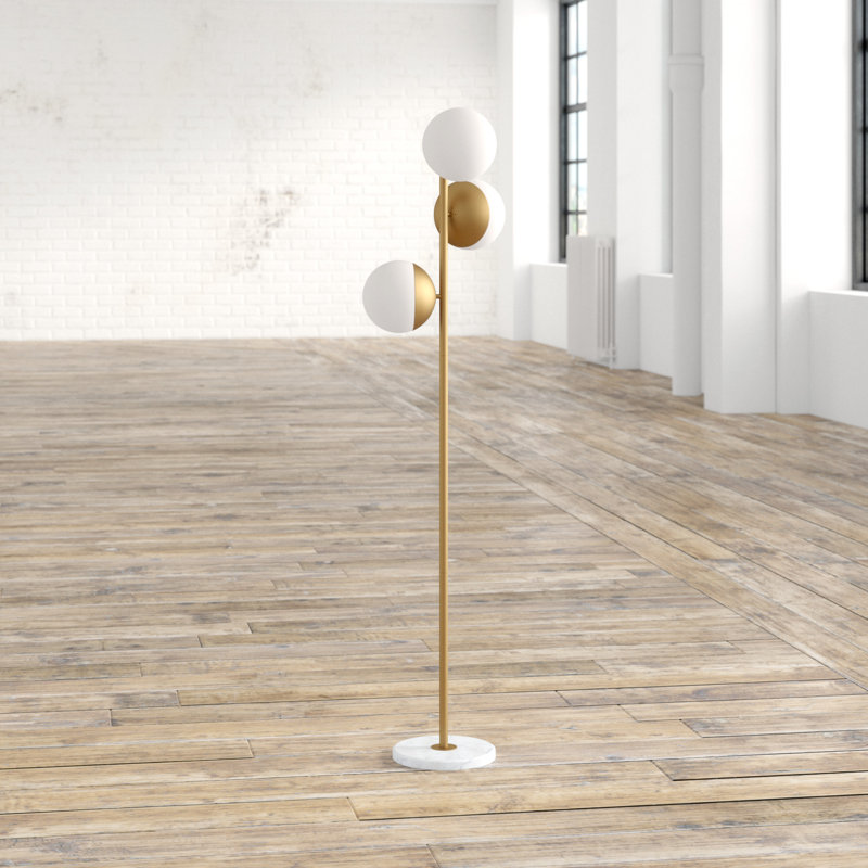 Yearby 65.5'' Tree Floor Lamp, Brass, Frosted White