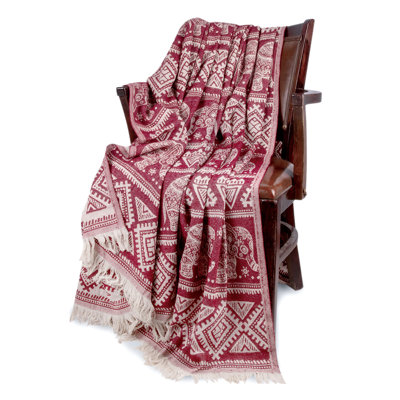  Boho Style 100% Cotton Throw Blanket with Fringe