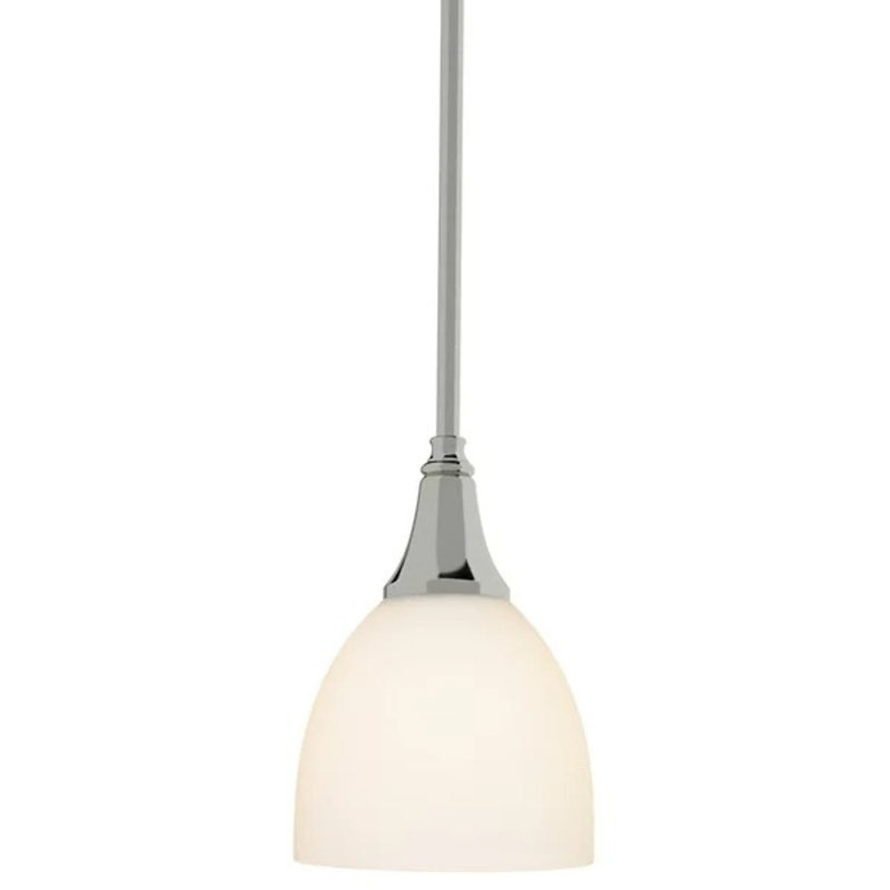 Trumpet 1-Light Single Dome Pendant, Sterling, White