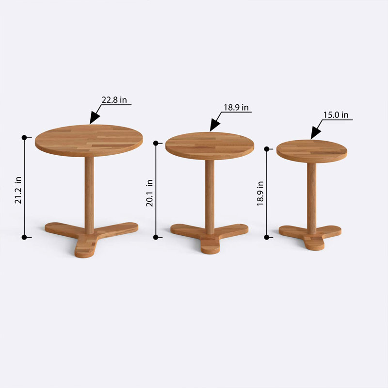 Ensemble de tables basses gigognes en bois massif - Design minimaliste et fonctionnel