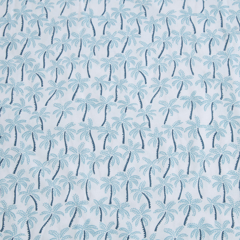 Tommy Bahama Printed Percale Cotton Sheet Set, Queen Sheet Set with 2 Pillowcases, Blue Palmtastic