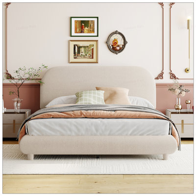 Full Curve-Shaped Teddy Fleece Bed Frame