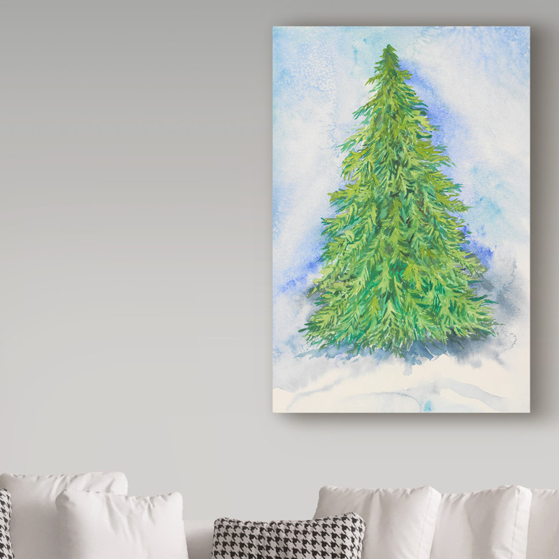 Deetra «Evergreen Tree», reproduction de peinture acrylique sur toile tendue, H 19 po x l 12 po x P 2 po