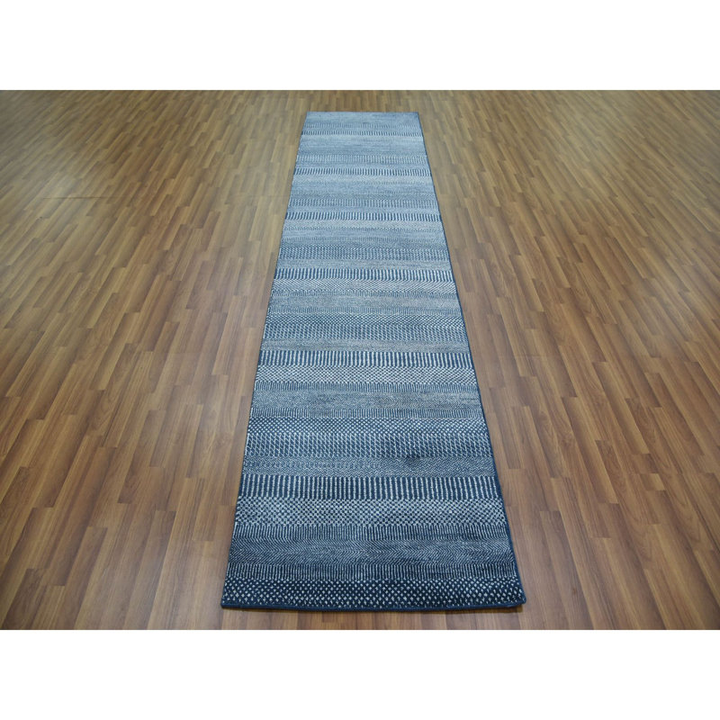 Tapis de couloir 2 pi 9 po x 11 pi 4 po bleu sarcelle, Gabbeh en laine tissée dense et soie noué à la main de style oriental 09816E6CCEC34B34947E9A7609188A16