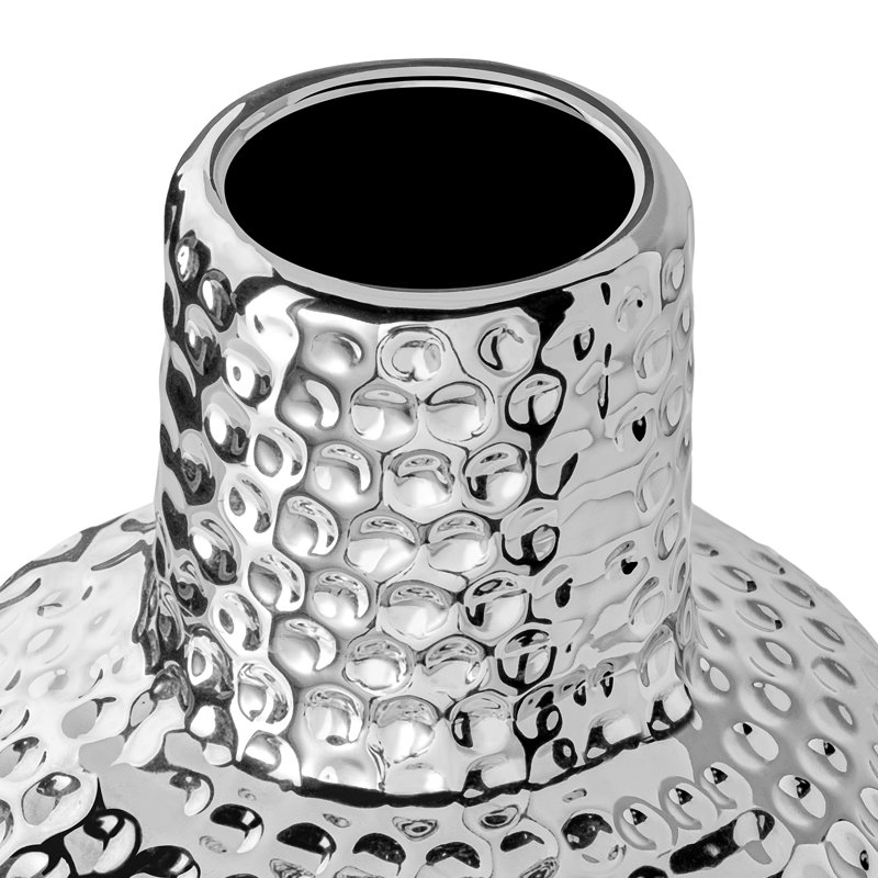  Isaacs 19.5" Textured Silver Ceramic Table Vase, 19.5" H x 4.5" W x 4.5" D