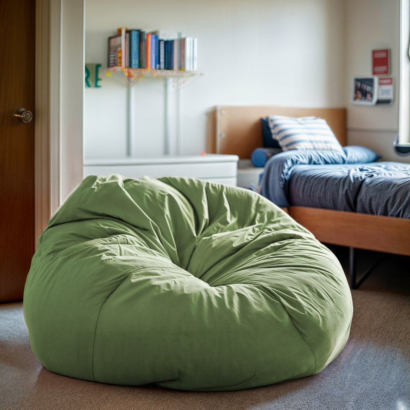 Fauteuil à billes en coton Classic, Sergé de coton vert, Grand