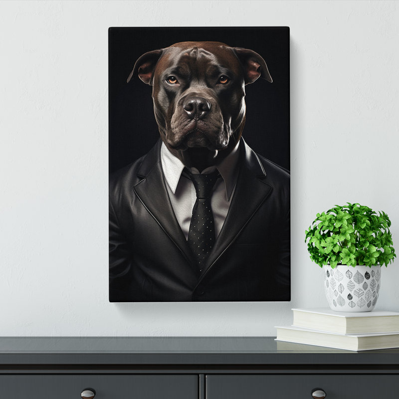 Staffordshire Bull Terrier Dadaism No.2 - Wrapped Canvas, 76cm H x 50cm W x 3cm D