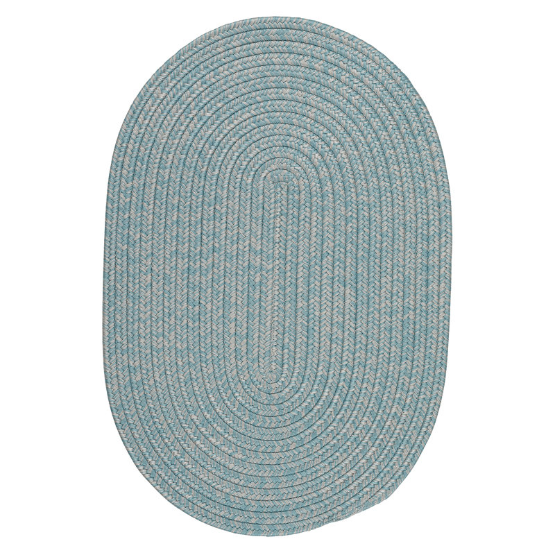 Future Tense Indoor / Outdoor Reversible Area Rug - Light Blue, Oval 7' x 9'