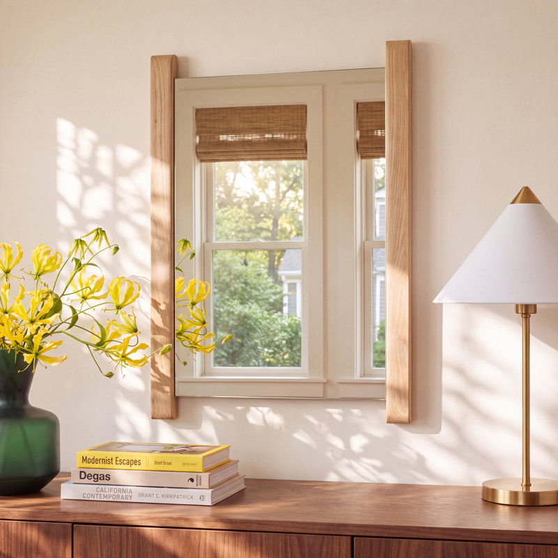 Angeles Solid Wood Rectangle Mirror, 22" x 16"