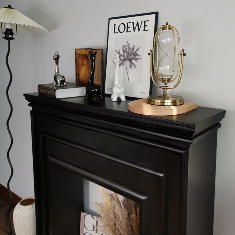 Black Manufactured Wood Freestanding Fireplace, 39.37" H x 39.37" W x 10.63" D