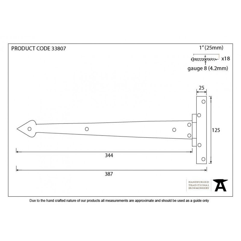 Arrow Head Beeswax T Hinge, Black