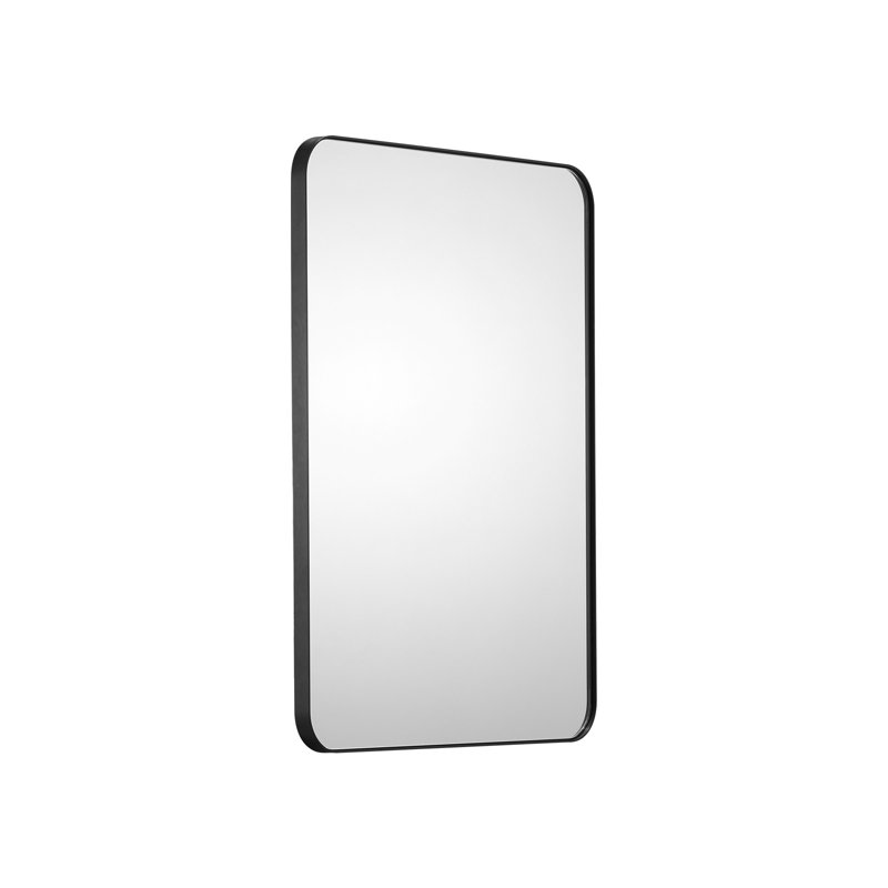 Square Wall Mounted Mirror 30" x 40" Mirror with Aluminium Alloy Frame, Black, Rectangle, 22" x 30"