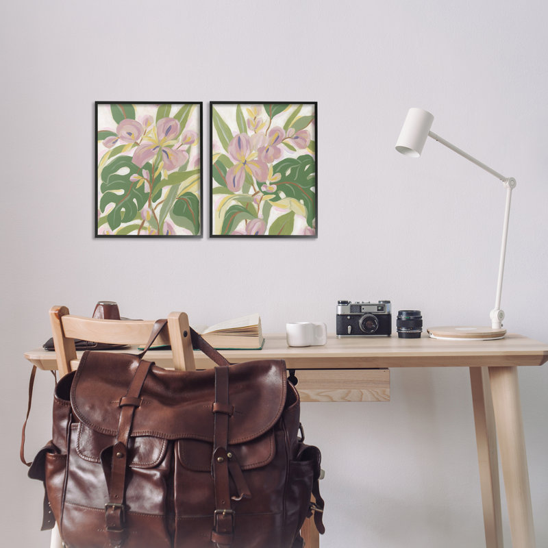  «Tropical Irises Abstraction 2 PC» par June Erica Vess, H 14 po x l 11 po, Giclée encadrée noir minuit