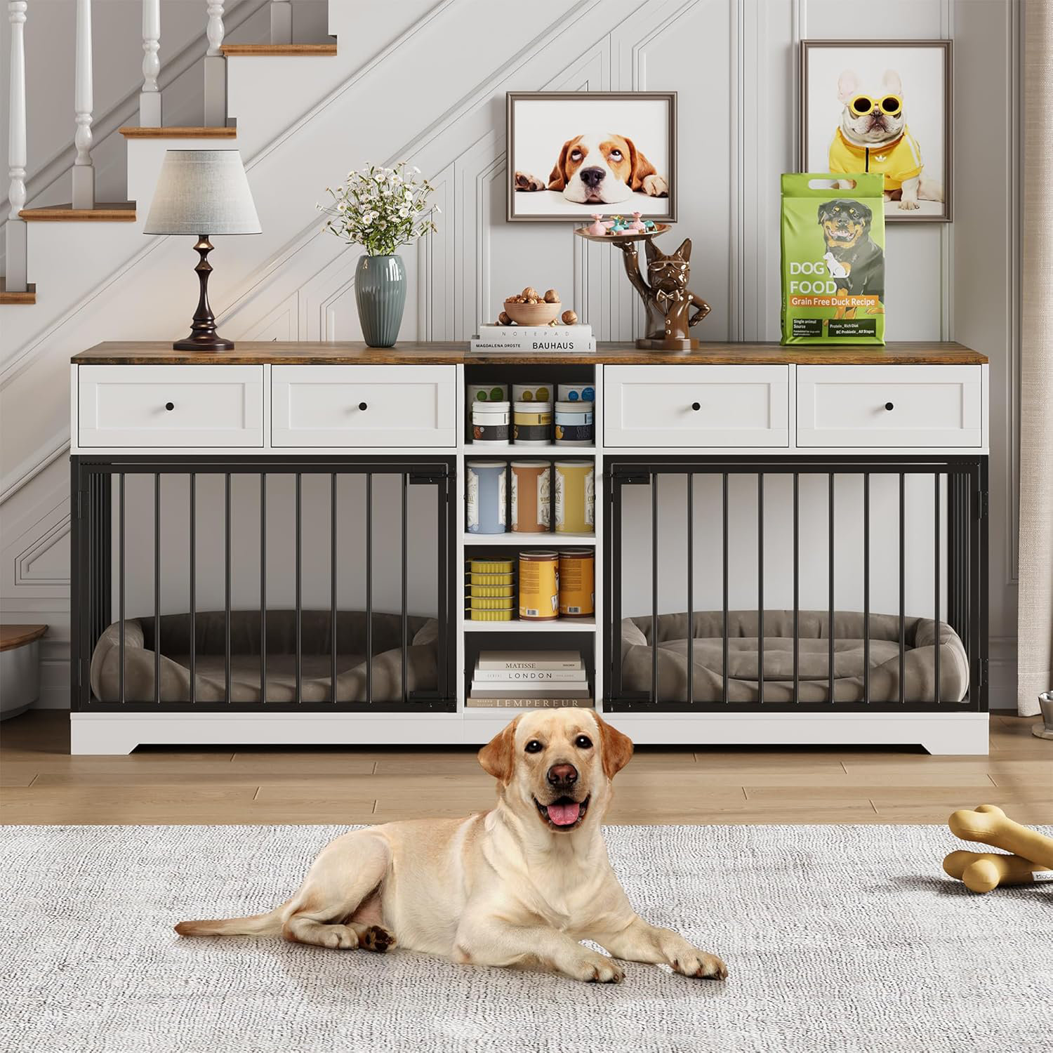 Tucker Murphy Pet™ 82” Large Dog Crate for 2 Dogs, Dog Kennel Indoor ...