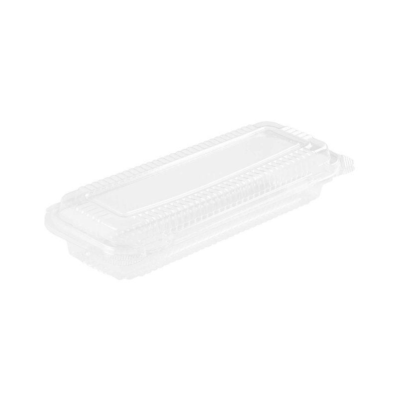 Restaurantware Plastic Clamshell Containers 100 Count 8.46 x 3.46 x 1.57 Inches Stackable Rectangular Food Packaging Hinged Lid Clear