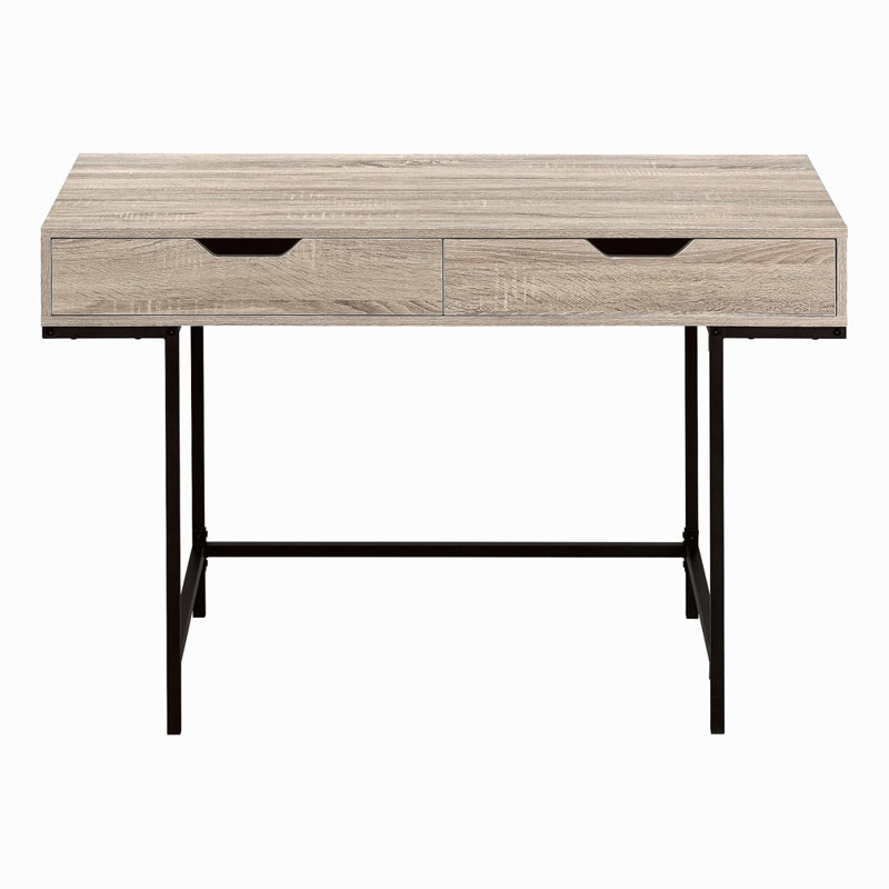 Bureau d'ordinateur, bureau personnel, ordinateur portable, tiroirs de rangement, L 48 po, travail, métal stratifié brun, contemporain, moderne