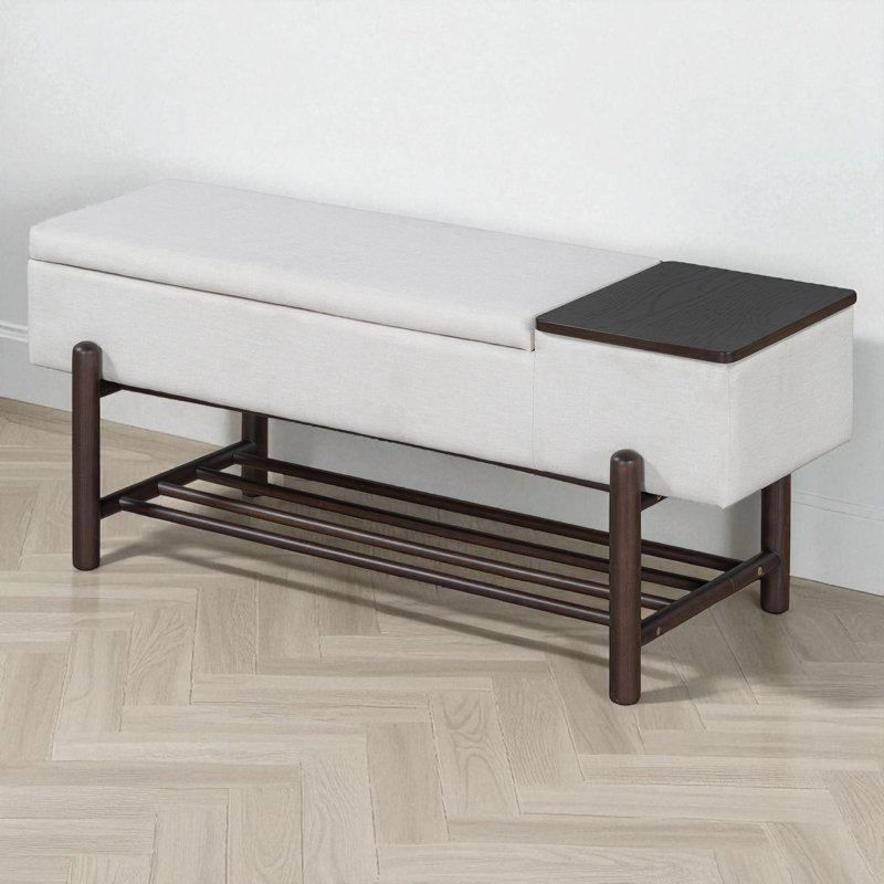Banc de rangement rembourré, Espresso / beige