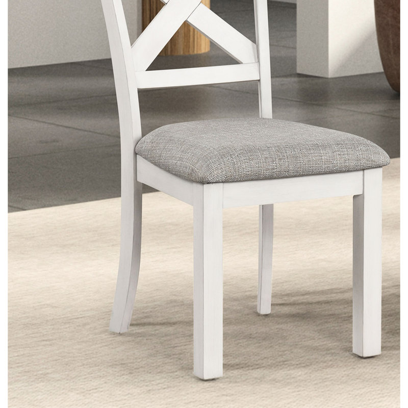 Chaises d'appoint contemporaines à dossier croisé 2 pièces avec pieds carrés pour salle à manger en chêne blanc et coussin Modern