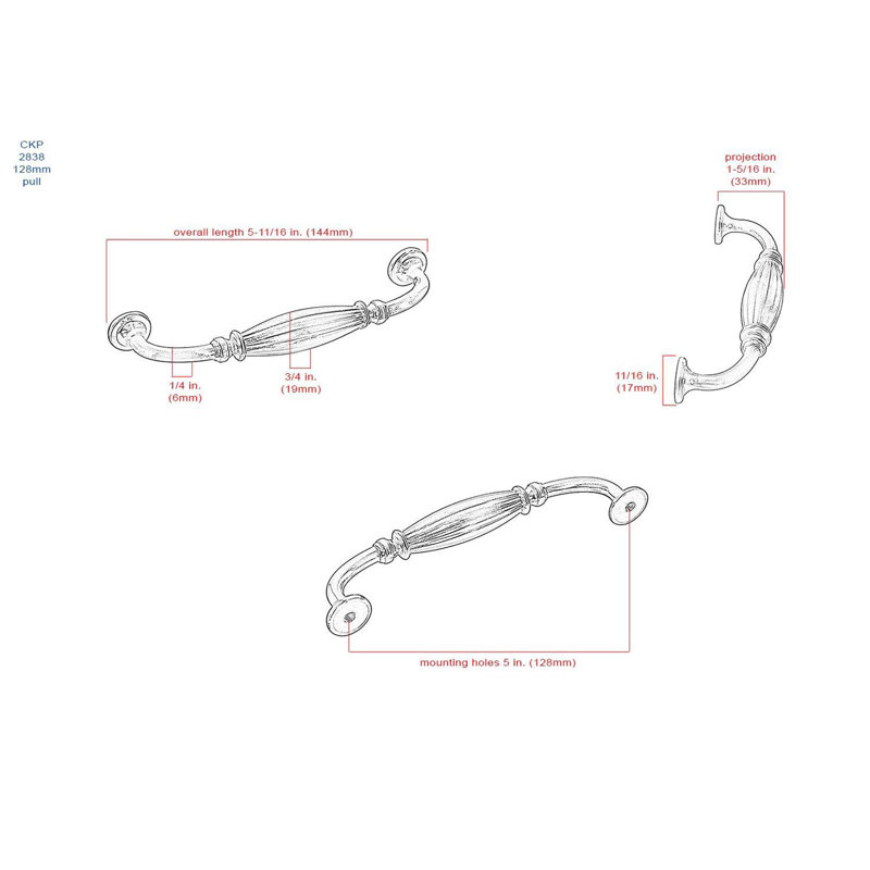 Origins Arch Pull, 5 in. (128mm) Satin Nickel