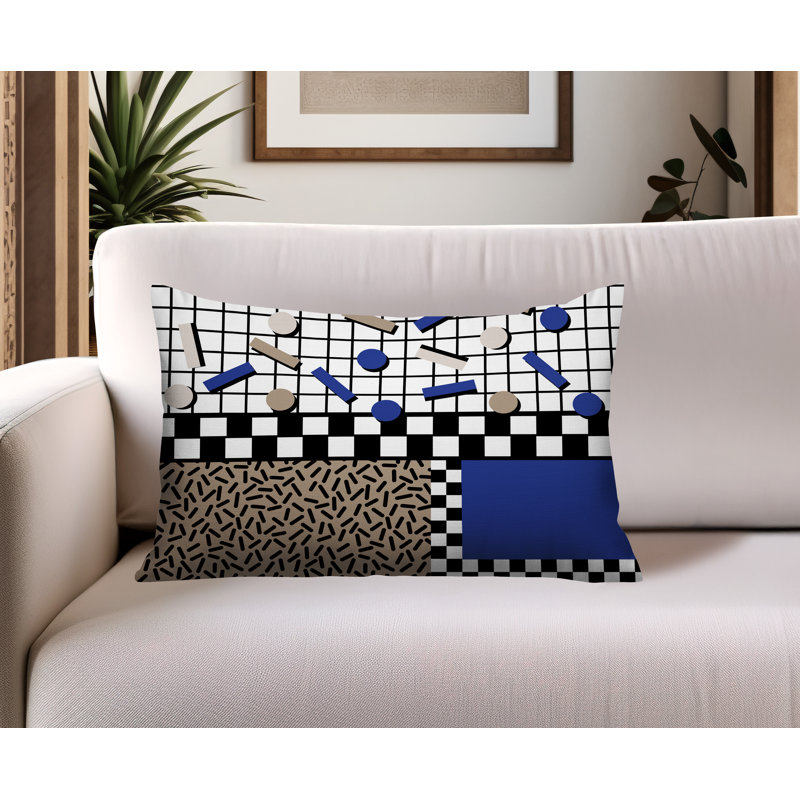 Coussin lombaire intérieur / extérieur Lumo, Rectangle H 14 po x l 20 po, Bleu marine