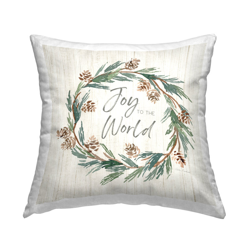 Coussin décoratif Joy Joy Pinecone Wreath par Kristen Brockmon