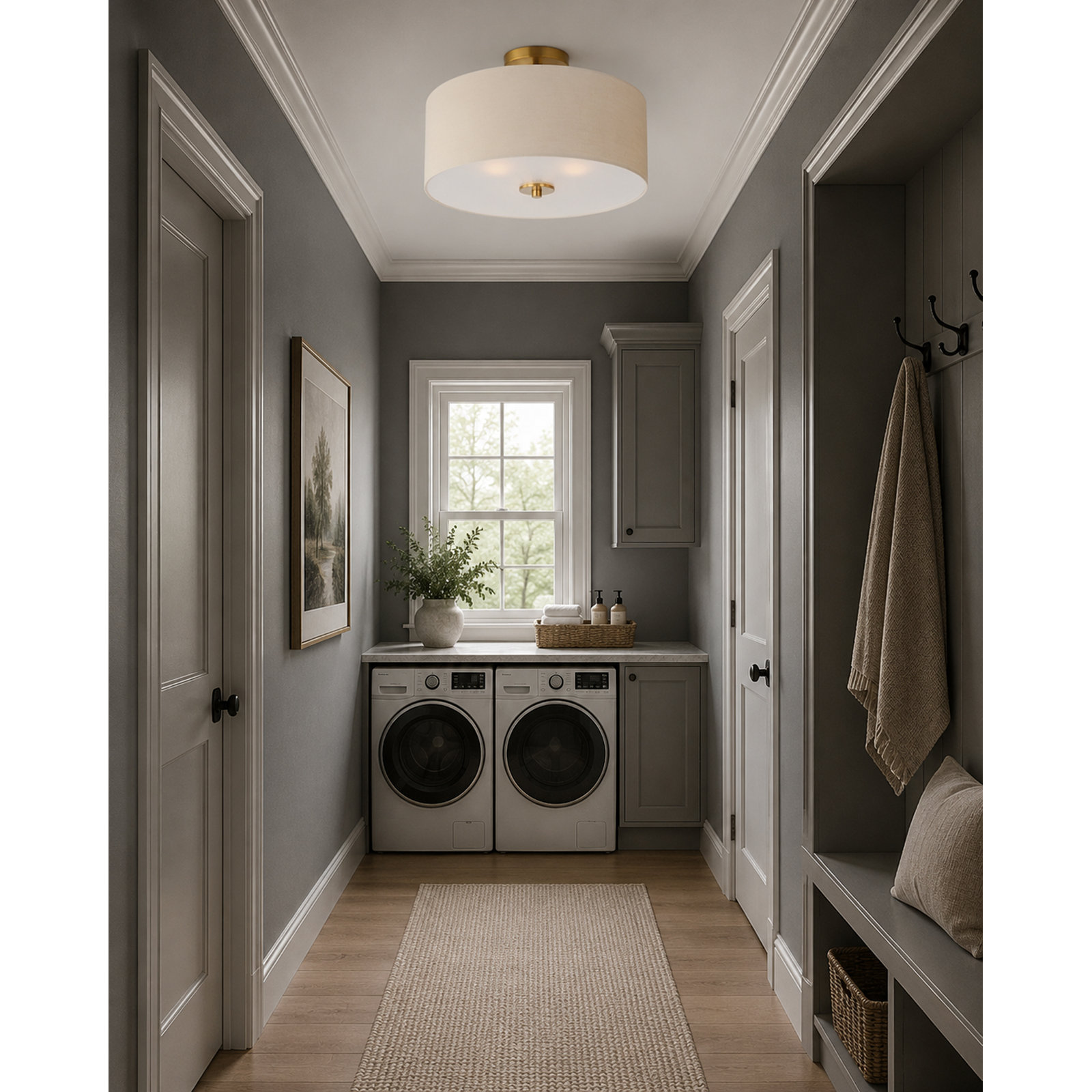 Juna 3 Light Linen Steel Dimmable Pendant