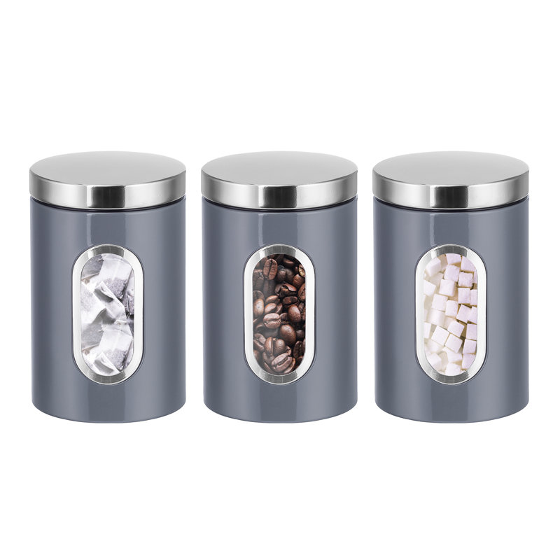 Metal Jar - Set of 3, Grey