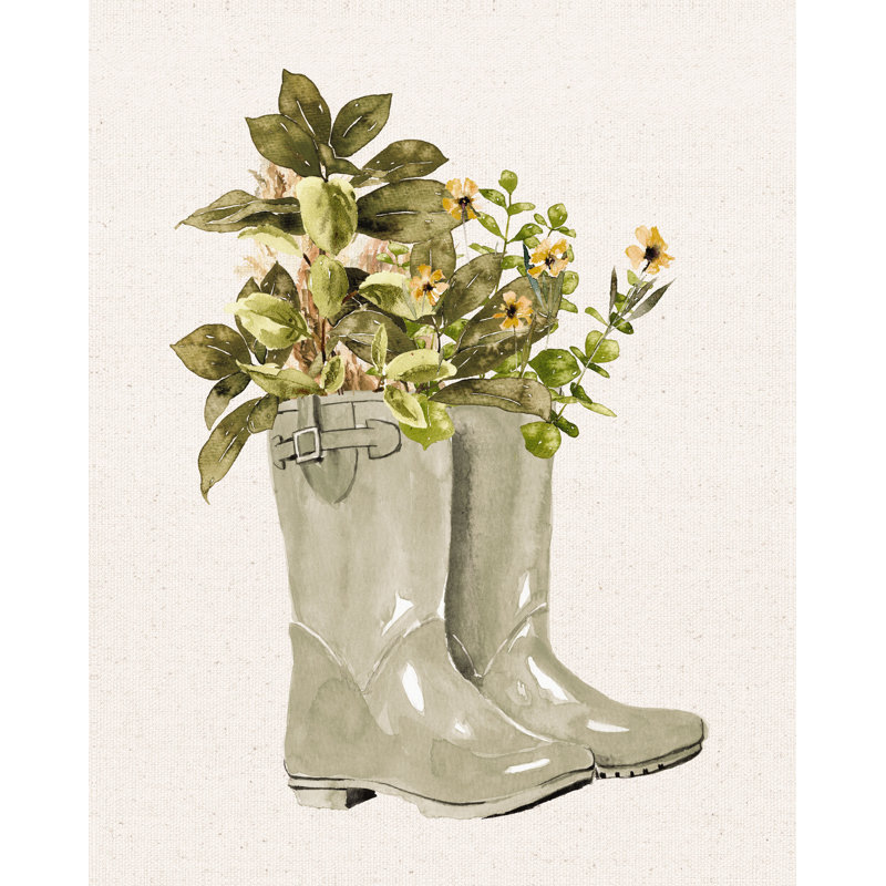 Fall Wildflowers in Rainboots - Painting Print, Wrapped Canvas, 122cm H x 81cm W