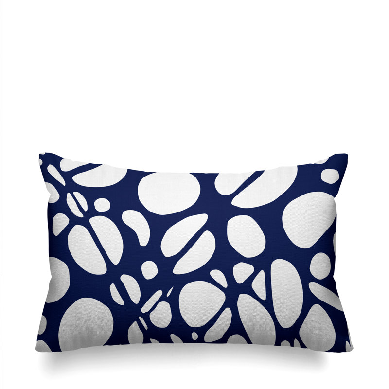 Housse de coussin rectangulaire pour l'extérieur Tribal, Bleu marine