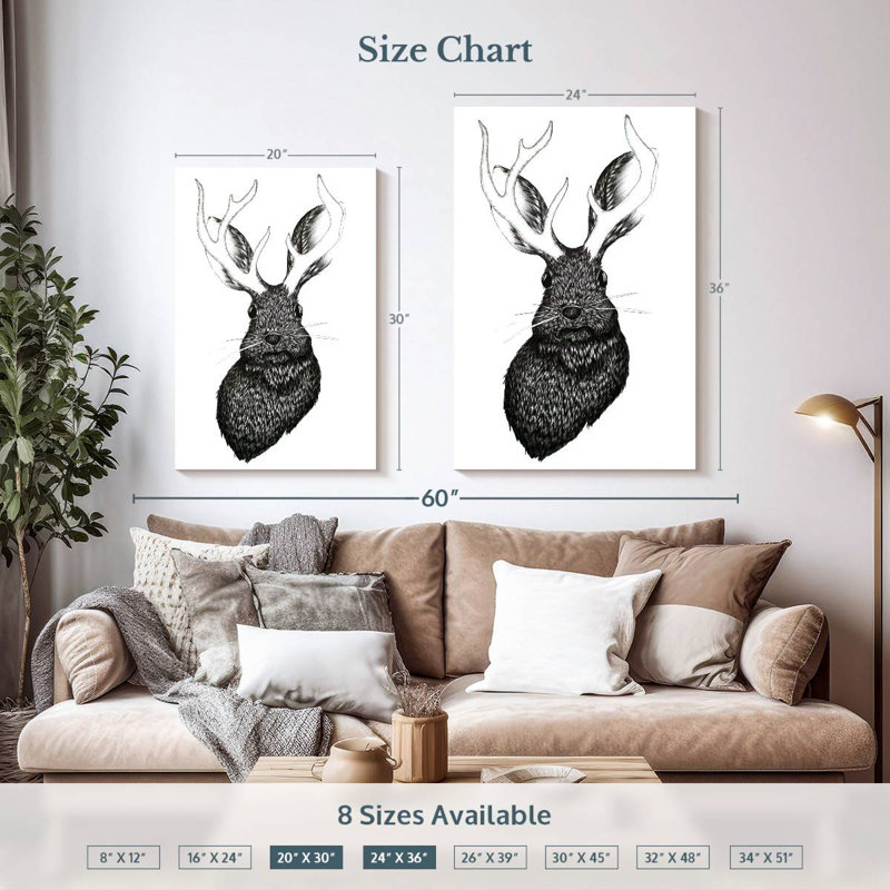 Kelan Adorable Jackalope, 36" H x 24" W